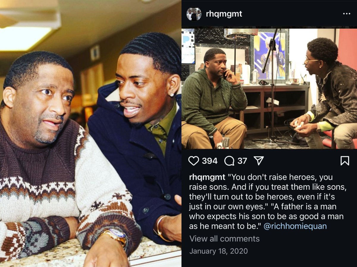 mymixtapez's tweet image. An old post from Rich Homie Quan’s father is going viral, expressing how proud he is of his son 🙏🏽💔