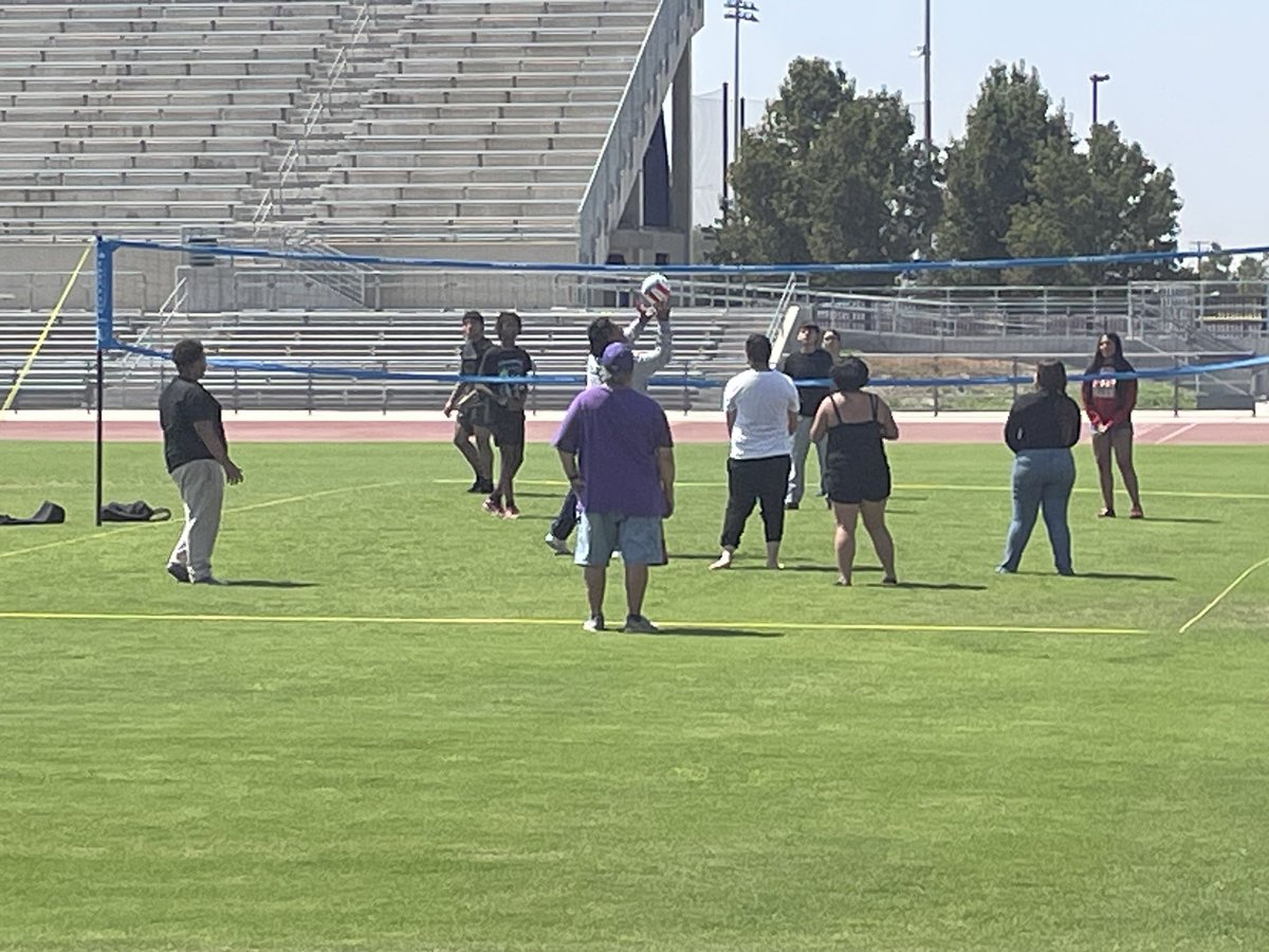 The students had a good day too: we put up the volleyball net for the first time this school year. Staff vs. Student game was fun! Kids finished the day with a game in PE.