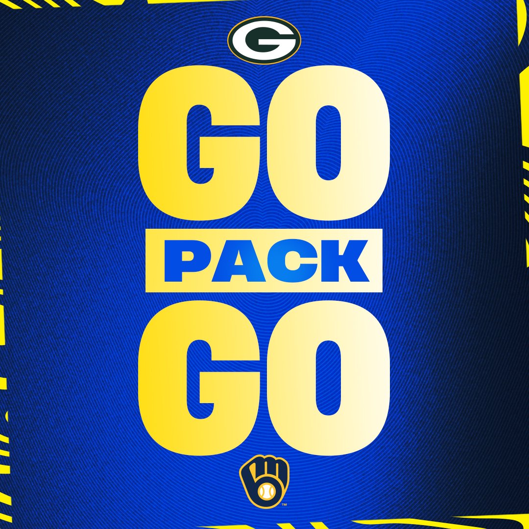 Brewers's tweet photo. Wisco sports are in full swing 🧀

Good luck this season, @packers ‼️

#ThisIsMyCrew x #GoPackGo https://t.co/hjkWk12mRf