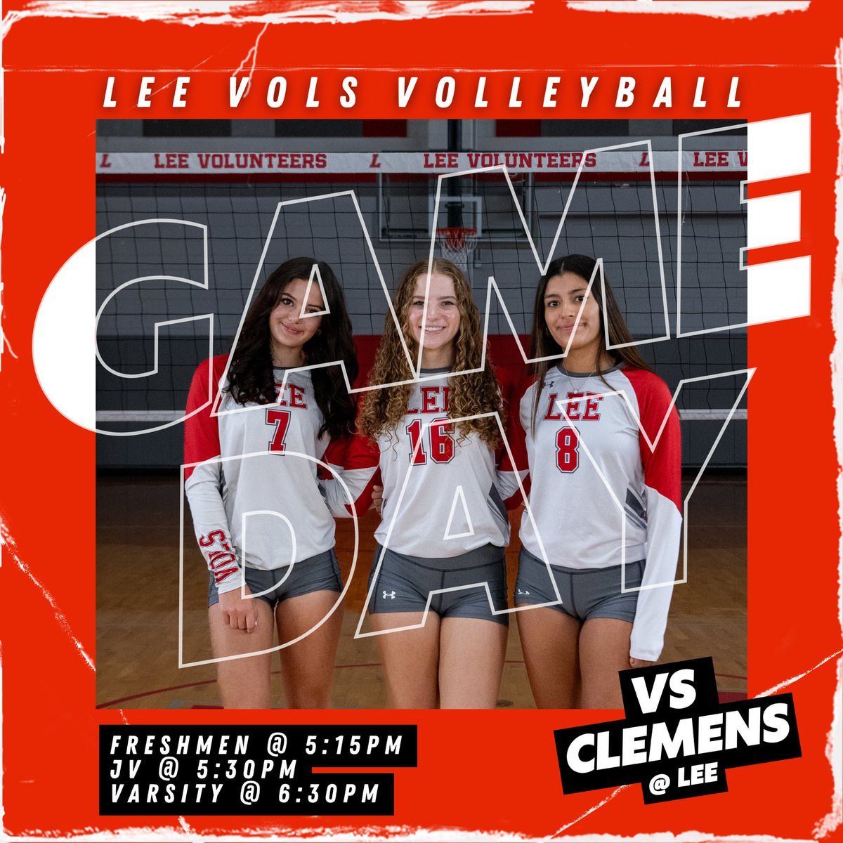 LEE Volleyball (@leevolsvb) on Twitter photo vs Clemens
📍All 3 teams at LEE
⏰ Freshman 5:15pm
⏰ JV 5:30pm
⏰ Varsity 6:30pm
🎟 my.hometownticketing.com/agency/4b27ed7…
#letsgo #leevb #govols #tropiclikeitshot
<a href="/AthleticsNimitz/">Nimitz Athletics</a> <a href="/JaguarsJackson/">JacksonJaguarsAthletics</a> <a href="/leevolsbooster/">LEE Athletics Booster Club</a> vs Clemens
📍All 3 teams at LEE
⏰ Freshman 5:15pm
⏰ JV 5:30pm
⏰ Varsity 6:30pm
🎟 my.hometownticketing.com/agency/4b27ed7…
#letsgo #leevb #govols #tropiclikeitshot
<a href="/AthleticsNimitz/">Nimitz Athletics</a> <a href="/JaguarsJackson/">JacksonJaguarsAthletics</a> <a href="/leevolsbooster/">LEE Athletics Booster Club</a>