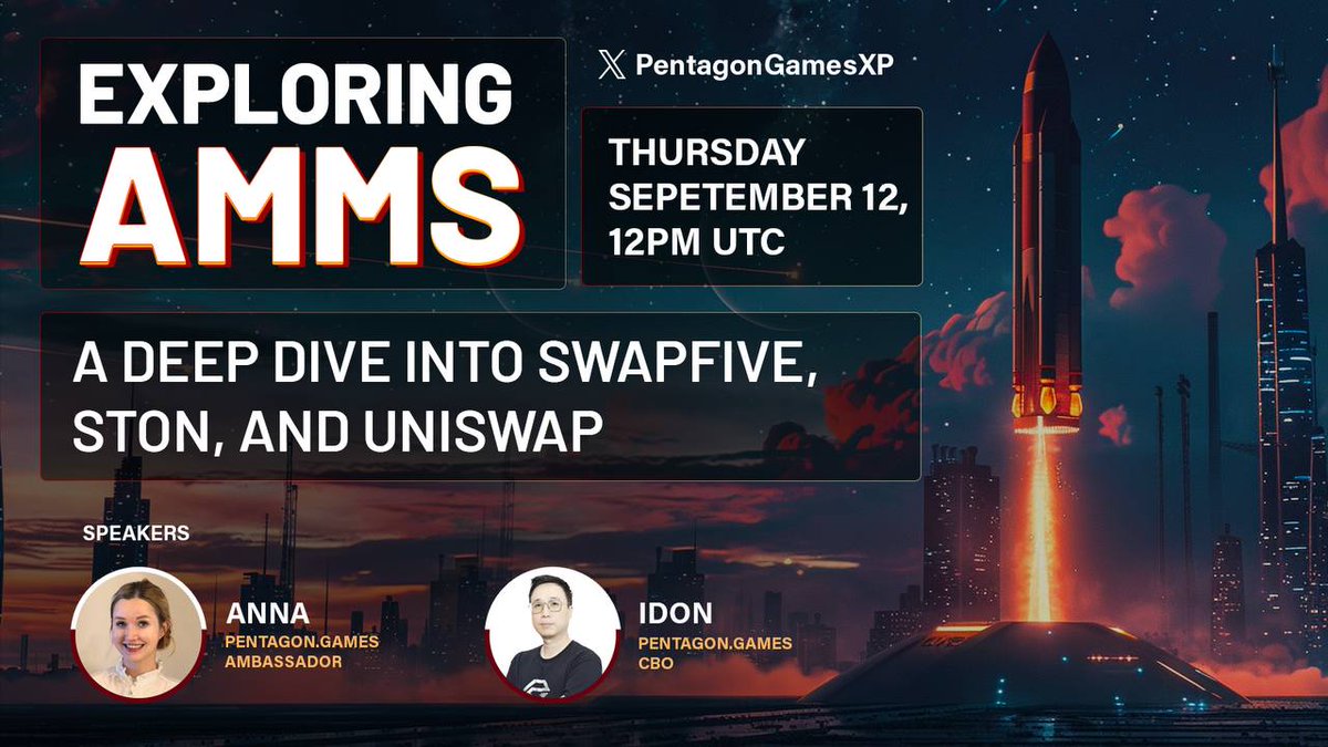 PentagonGamesXP's tweet image. 🚀 Join us for an in-depth exploration of the AMM landscape featuring SwapFive, STON, and Uniswap 🌐

Discover how these platforms revolutionize DeFi and reshape the TON and EVM ecosystems. Learn how SwapFive stands out in the PEN ecosystem and the role of the $FIVE token in…