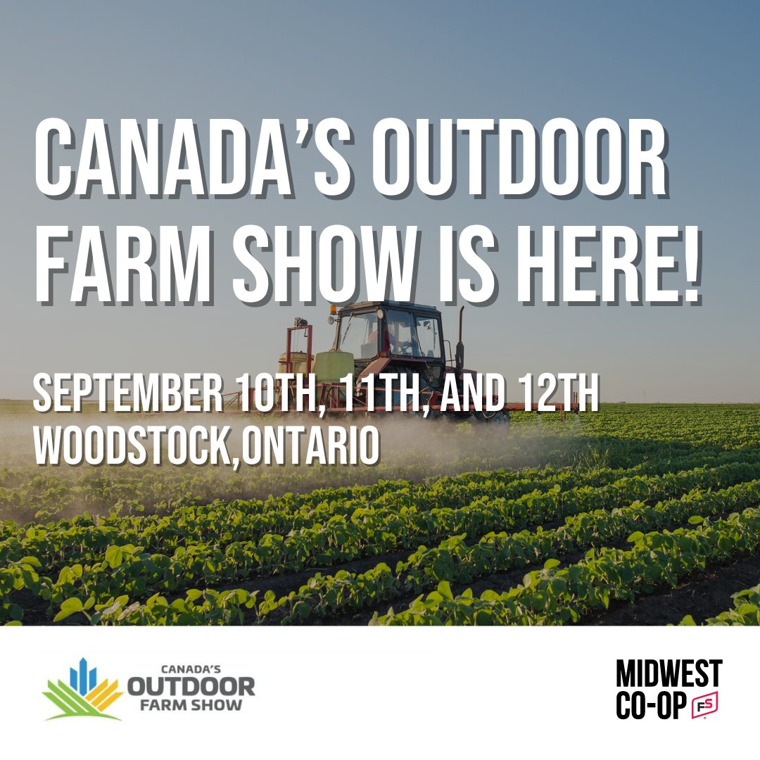 Midwest Co-op is heading to Canada’s Outdoor Farm Show next week! 

We’ll be showcasing the latest in agricultural technology and innovations, with fun activities and prizes.

Meet our team and other FS organizations. More info: outdoorfarmshow.com