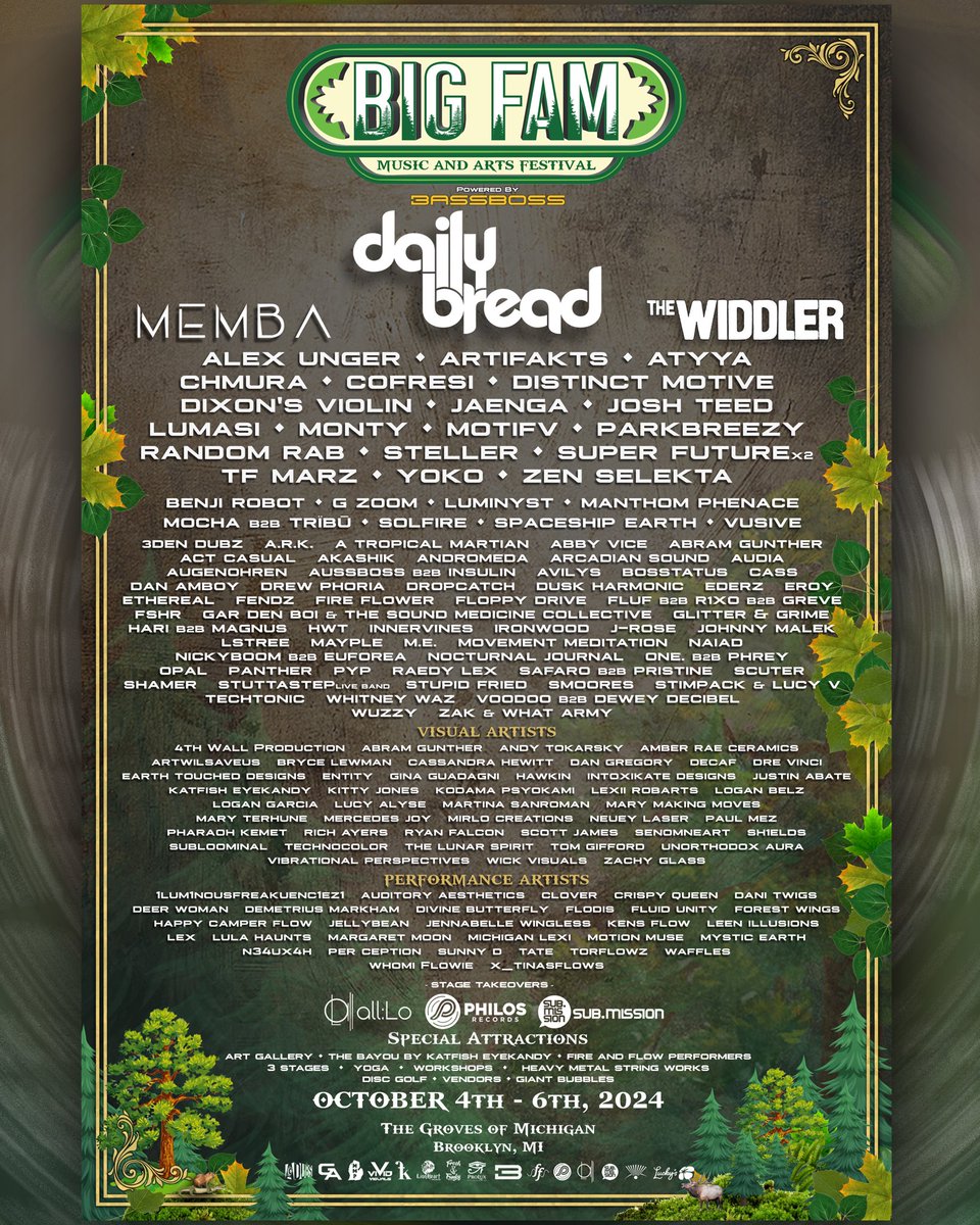 BigFamFest's tweet photo. We are proud to present the Final lineup for Big Fam Music &amp; Arts Festival 2024 💚🎶🎨🏕️✨

Hope you can Find A Way to make it 😉🫶 https://t.co/rOspYutcRl
