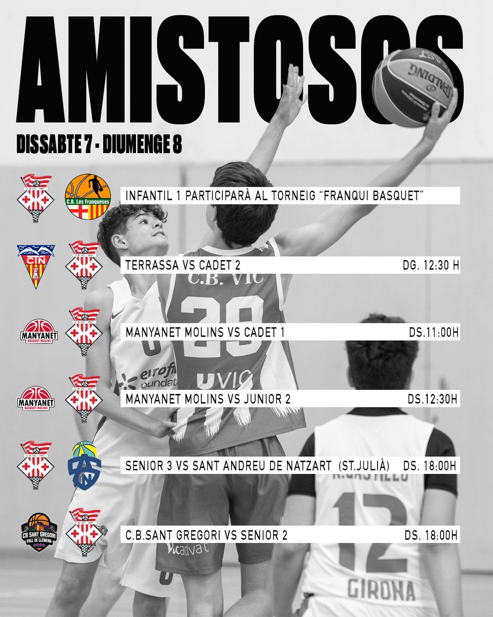 🏀 AQUEST CAP DE SETMANA JUGUEM! 🏀

Els nostres equips de bàsquet es preparen amb amistosos contra altres clubs per estar al 100% de cara a la temporada oficial 24-25! 💥🔥