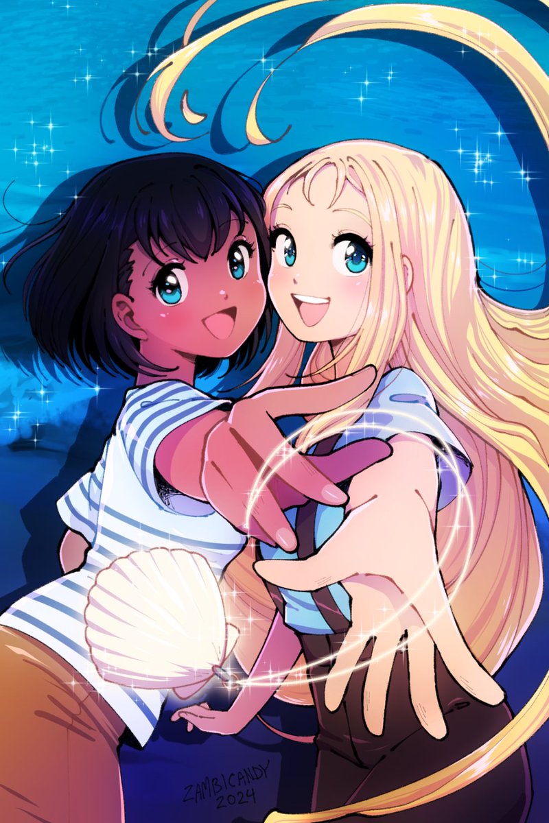 Zambicandy's tweet image. 🩱🐳👤🐚🔪💙 Mio &amp;amp; Ushio 💙 

#summertimerendering