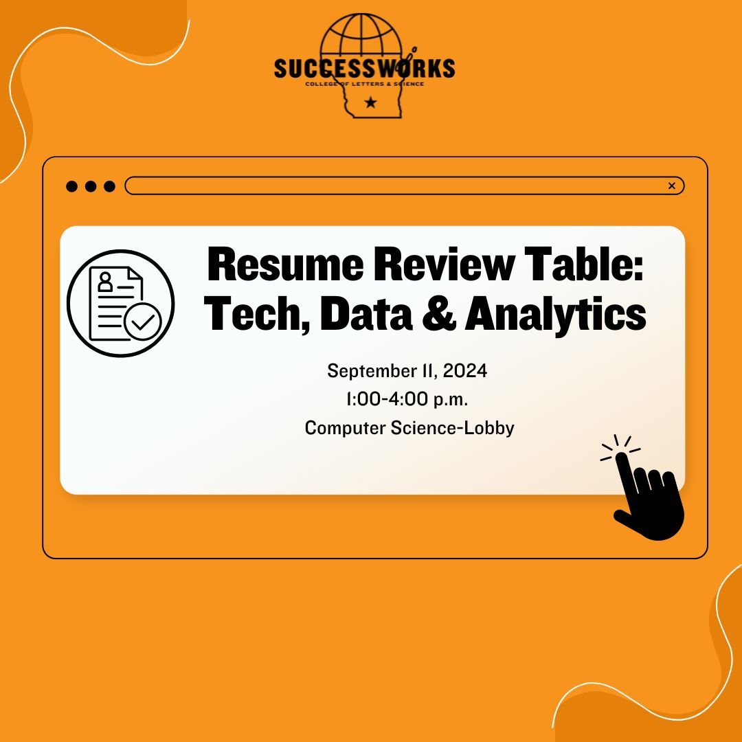 UWSuccessWorks's tweet image. Career Fair Season is upon us! Prepare with a resume review from a SuccessWorks advisor at our Tech, Data, and Analytics review table in the Computer Science Building lobby. No need to register – just drop in!
#careerfair #uwmadison #jobsintech #successworks