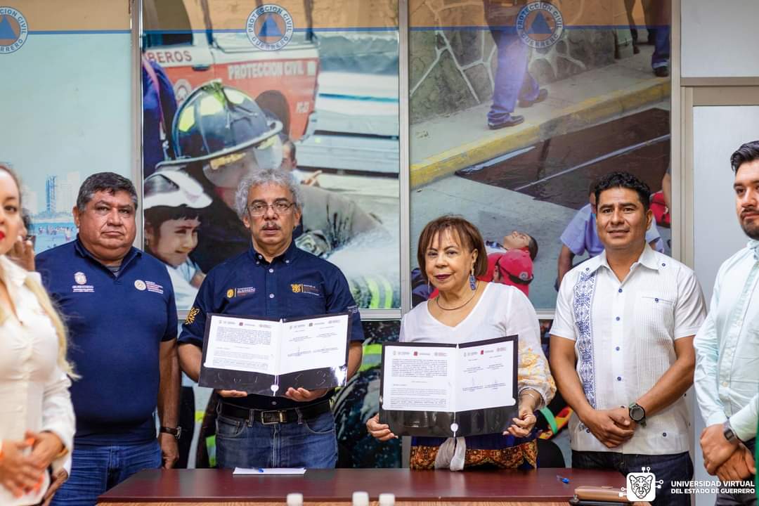 Firma de convenio de colaboración entre la <a href="/PC_Guerrero/">Secretaría de Gestión Integral de Riesgos y PC-Gro</a> y la UVEGro, tiene como fin la promoción de la cultura de la Protección Civil a través de la academia.
#YoSoyGuerreroJaguar
#UVEGro
#ConLaUVEGroTransformandoGuerrero
