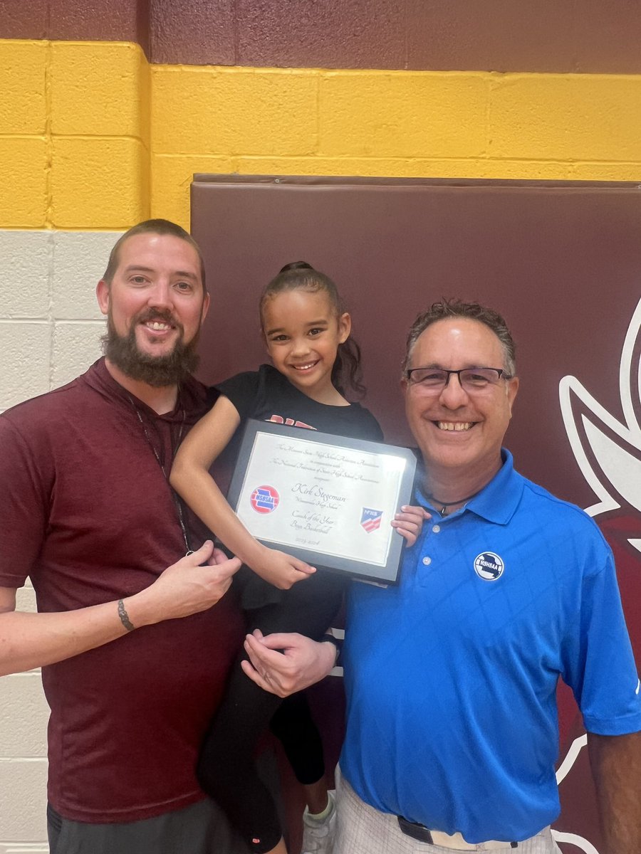 Earlier today MSHSAA presented the 2023-2024 Boys Basketball Coach of the Year award to Head Coach Kirk Stegeman of Winnetonka High School!