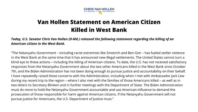 Statement from Senator Van Hollen.