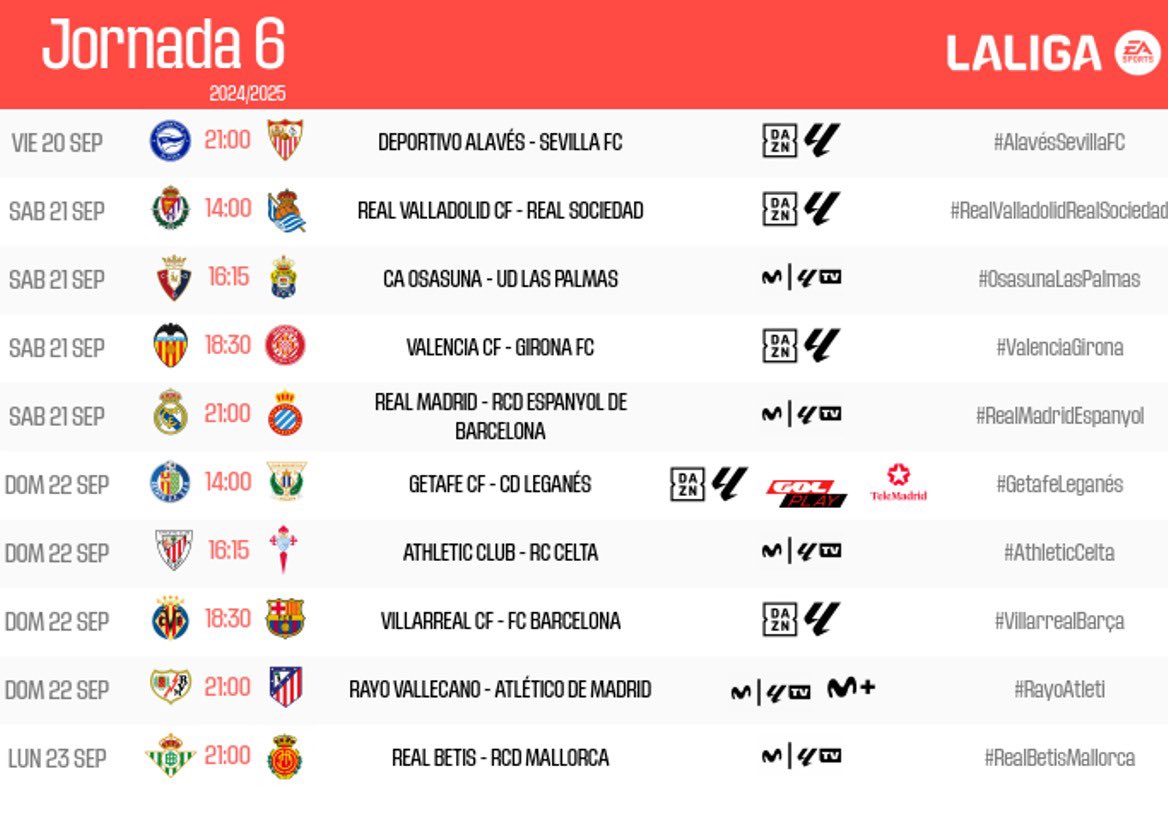 Osasuna's tweet photo. 📆 @LaLiga ha comunicado que el #OsasunaLasPalmas se disputará el sábado 21 de septiembre a las 16:15 horas en El Sadar. https://t.co/fVjVnxobNl