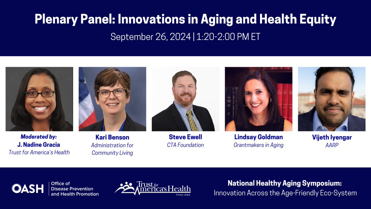 Grantmakers In Aging (@giaging) on Twitter photo Registration for the free virtual National Healthy Aging Symposium, hosted by <a href="/HealthGov/">odphp.health.gov</a> and <a href="/HealthyAmerica1/">TFAH</a>, is open!  Learn about the latest research and best practices for improving the lives of #OlderAdults. Register: bit.ly/3Xjbrpn Registration for the free virtual National Healthy Aging Symposium, hosted by <a href="/HealthGov/">odphp.health.gov</a> and <a href="/HealthyAmerica1/">TFAH</a>, is open!  Learn about the latest research and best practices for improving the lives of #OlderAdults. Register: bit.ly/3Xjbrpn