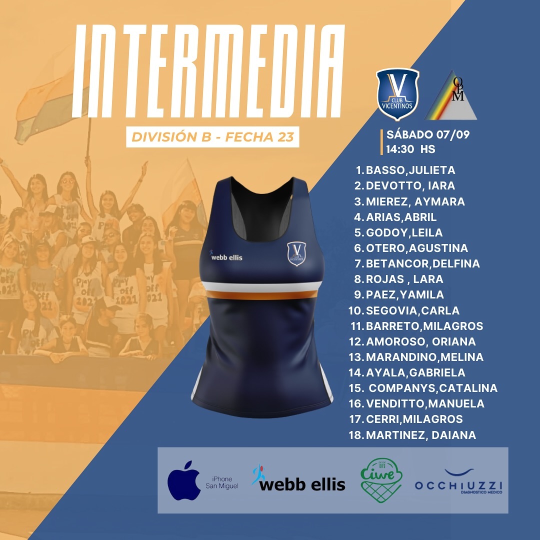 Vamos Vicente 💙🧡🤍

Les compartimos los equipos del plantel superior B que se enfrentarán de local a Padre Mario.

¡Éxitos chicas!