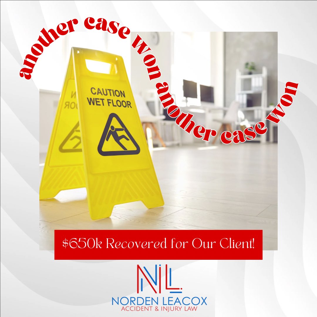 💥 Another victory for our clients! 💥

In a challenging slip-and-fall case where the initial offer was $0, we fought hard and secured a $650,000 settlement. At Norden Leacox, we never back down when it comes to getting justice for our clients. 💪⚖️ 

Have a case? Norden Leacox