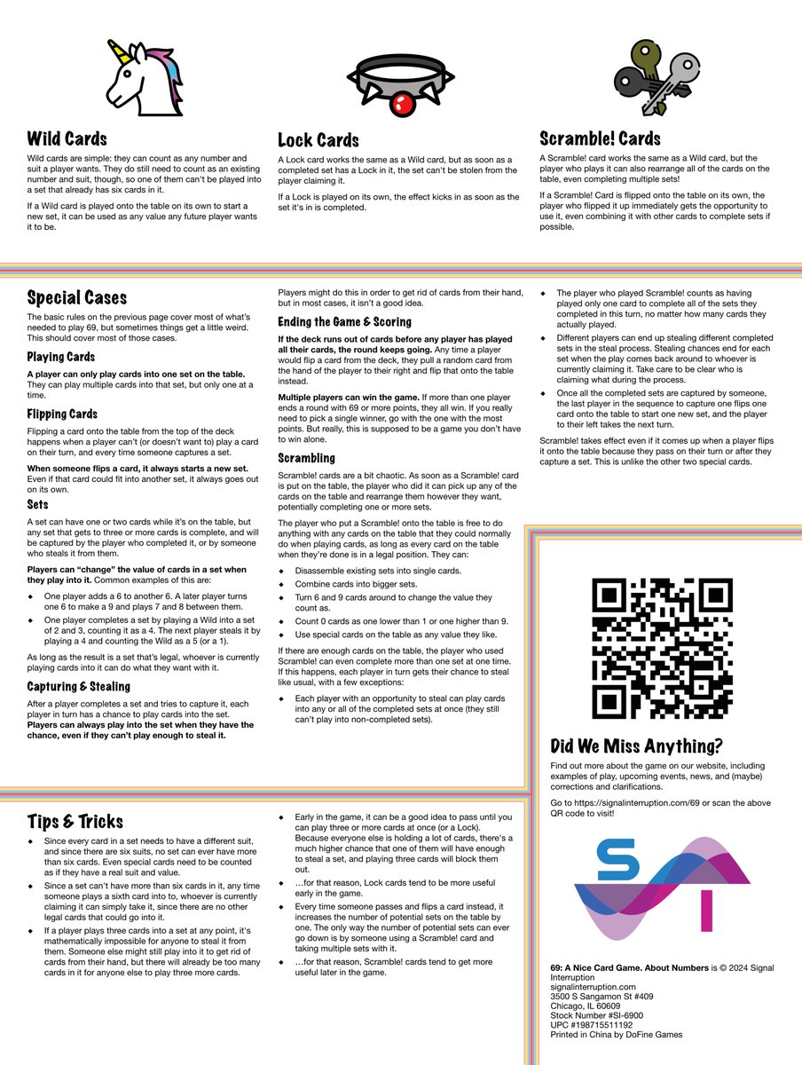 PersonalBeavis's tweet image. Great Moments in Game Design: today I sent my final draft files to the printer more or less on time.

I'm especially happy with how my rules sheet for 69 turned out: