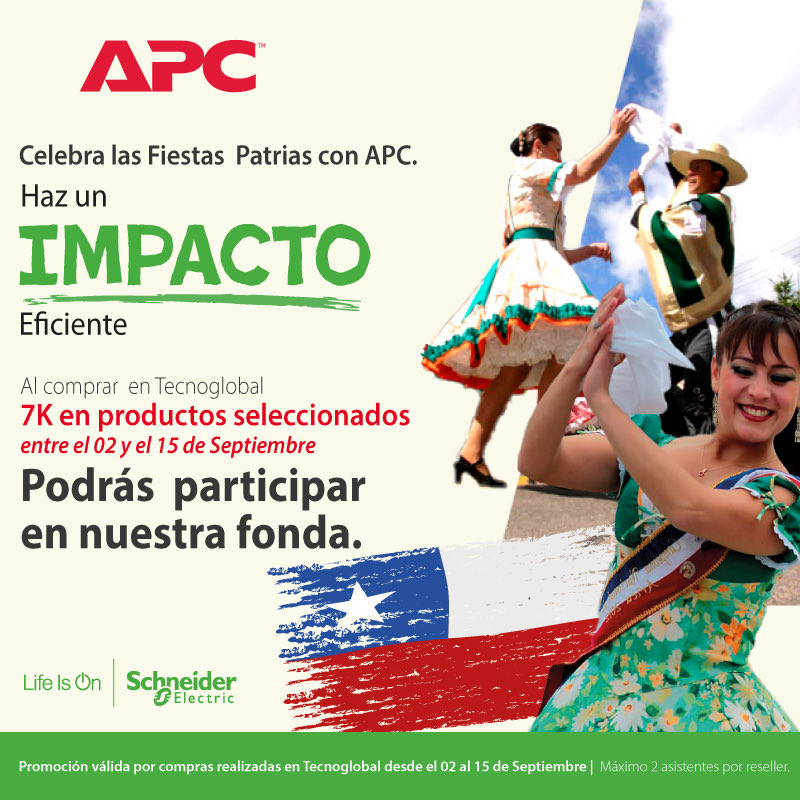 ¡Ven a celebrar con Tecnoglobal en la Fonda APC!
Al comprar 7 mil dólares en productos seleccionados podrás ser uno de nuestros invitados para celebrar estas Fiestas Patrias junto a nosotros.

Promoción válida hasta el 15 de septiembre. Máximo dos asistentes por reseller.