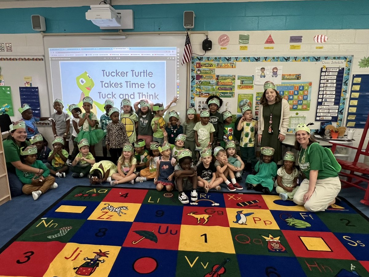 mcfrarey's tweet photo. We loved learning about Tucker turtle this week! Tucker taught us how to take time and think of a solution instead of getting mad. Today we celebrated Tucker 🐢 by wearing green. #spsearlychildhood #spscreatesachievers @RouseLeticia @StaciePrine @NPESbraves3012 @CatherinePicho3 https://t.co/a5F0Fcz87y