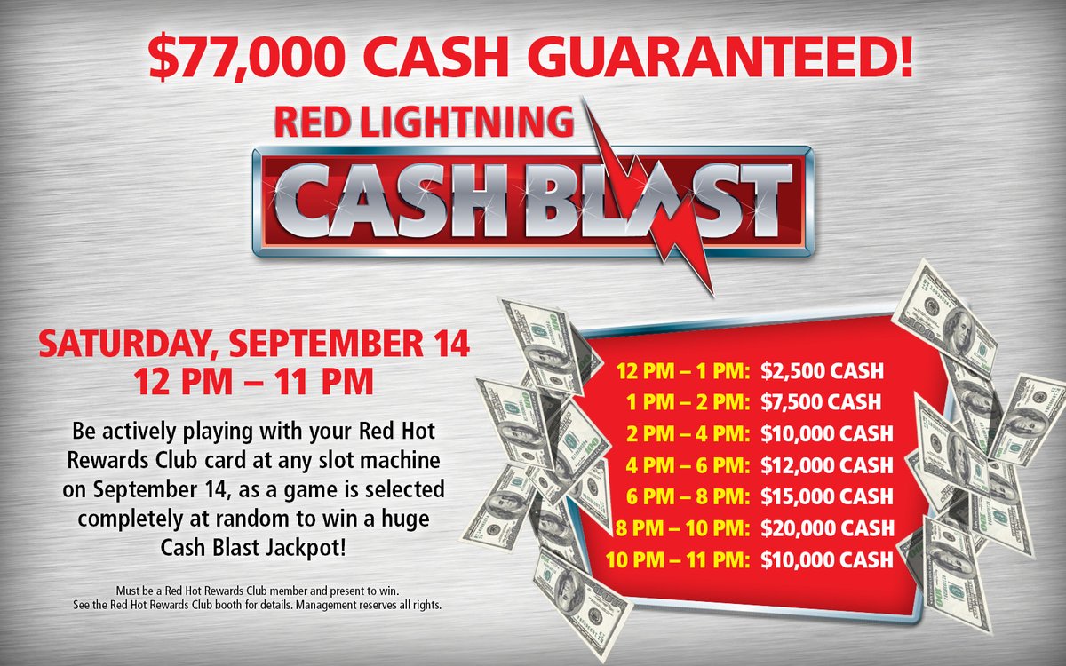 FireKeepers's tweet image. ⚡️ Red Lightning Cash Blast is back! Join us on Saturday, September 14 for electrifying cash prizes all day long. Could you be one of the lucky winners? 💸 
#RedLightning #CashBlast