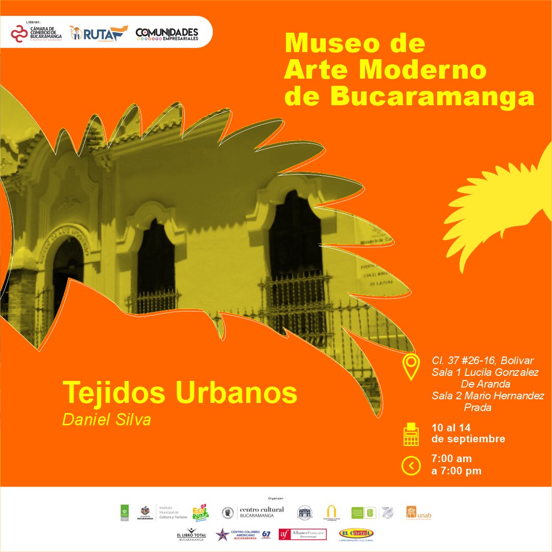 El Museo de Arte Moderno de Bucaramanga te invita a descubrir la exposición Tejidos Urbanos de Daniel Silva. Una mirada única a la ciudad, donde las calles y sus historias se entrelazan en cada obra.#SalasAbiertas2024 #Visitarte2024 #FeriaBonitaDeColombia