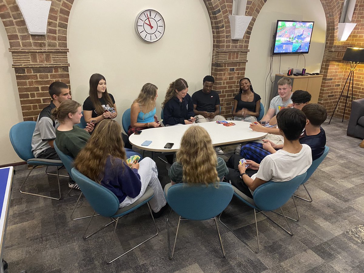 Largest Uno tournament in the Nelson day room yet! Kitchen at capacity, Nintendo switch is in use, card games on the go, table tennis match in progress &amp; pool table skills being honed tonight. Great to see Nelson social spaces being so well utilised by our pupils.   <a href="/RHSSuffolk/">Royal Hospital School</a>