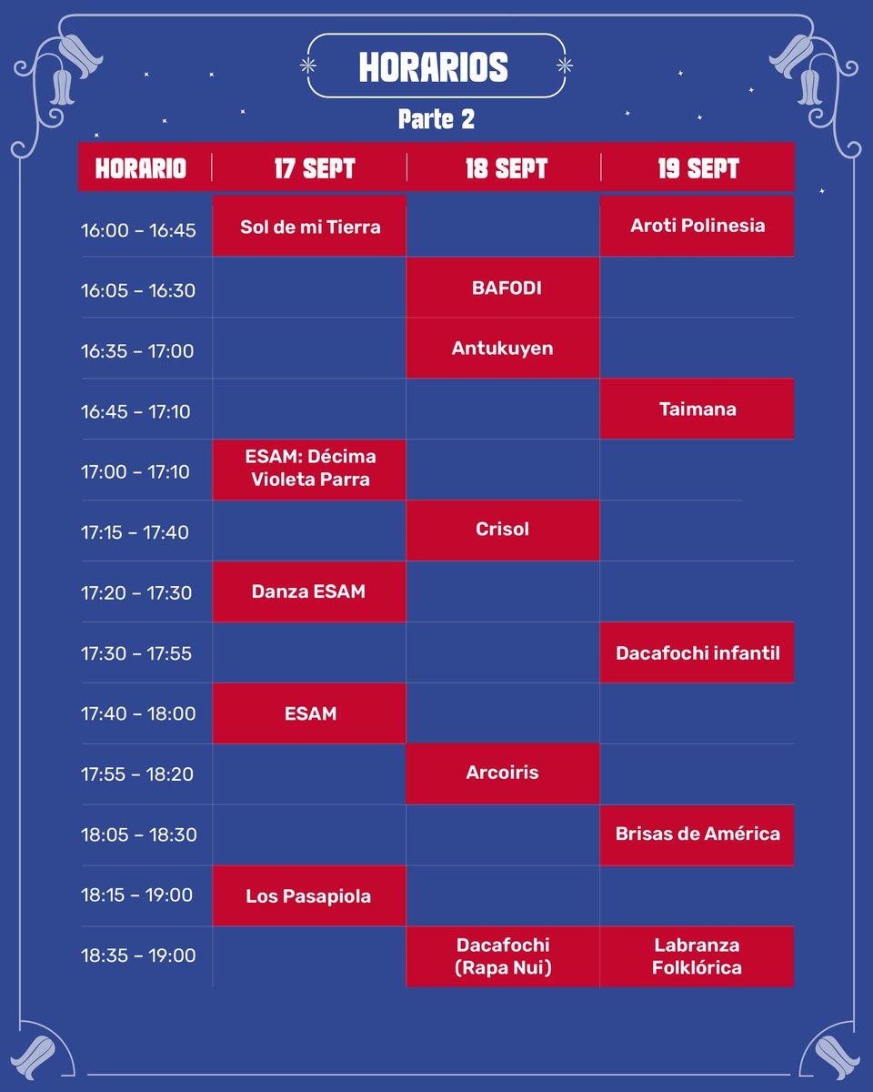 🇨🇱Vecinos y vecinas los invitamos a la segunda parte de la celebración este 17, 18, 19 en la Plaza de Maipú📍Los esperamos con música en vivo, food trucks, emprendimientos y mucho más✨ Revisa la programación y ven en familia a disfrutar ¡Uyuyuiiii!