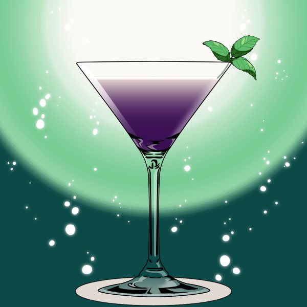 Ven’s drink is some kind of blackberry mint concoction (perhaps a julep?) with egg white foam ✨