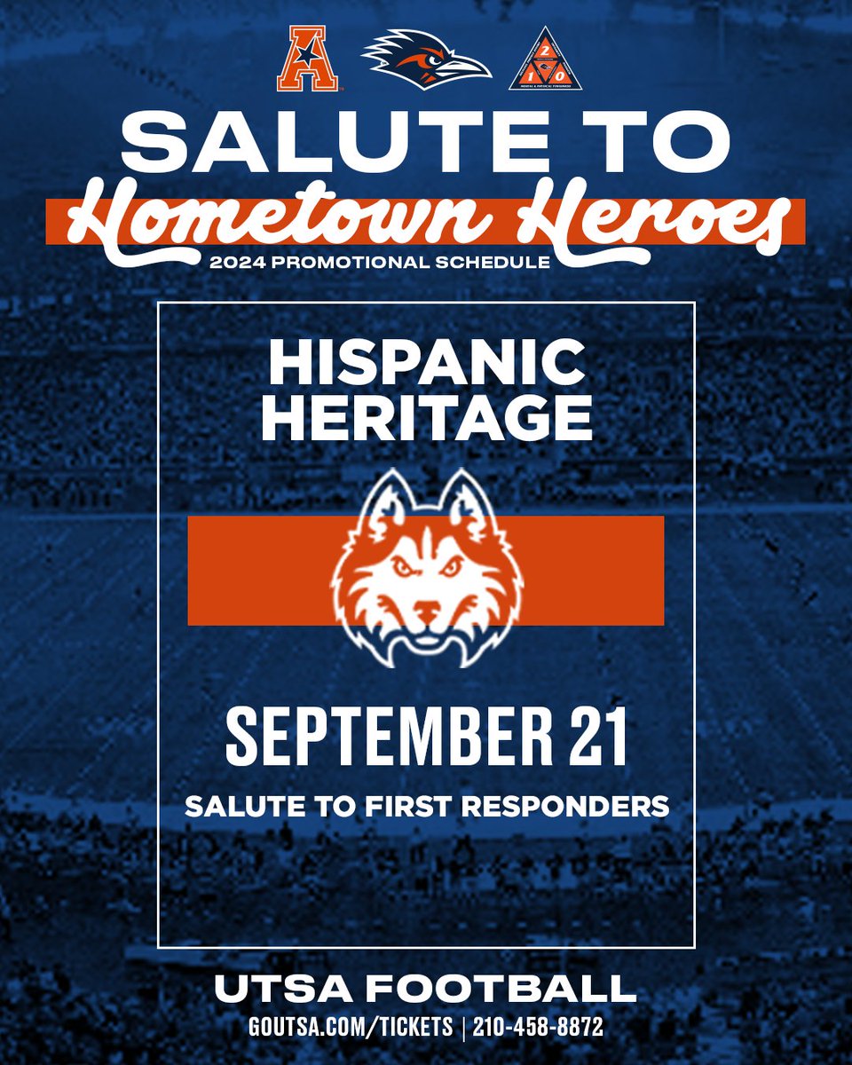 UTSA Athletics (@utsaathletics) on Twitter photo Our next home <a href="/UTSAFTBL/">UTSA Football ๐</a> game is a Salute to First Responders!
We're celebrating all police, sheriff, fire, EMS, dispatchers and more with an exclusive buy-one, get-one ticket offer!
๐๏ธ utsa.spinzo.com/salute-to-firsโฆ
#BirdsUp ๐ค #LetsGo210 Our next home <a href="/UTSAFTBL/">UTSA Football ๐</a> game is a Salute to First Responders!
We're celebrating all police, sheriff, fire, EMS, dispatchers and more with an exclusive buy-one, get-one ticket offer!
๐๏ธ utsa.spinzo.com/salute-to-firsโฆ
#BirdsUp ๐ค #LetsGo210