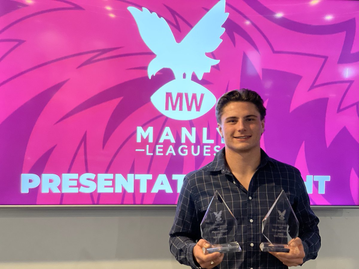 SeaEagles's tweet image. Second-rower Jake Watmough has won the Players' Player and Best and Fairest awards at the Manly Leagues Sydney Shield presentation night 👏

It follows on from Jake winning the @NSWRL Sydney Shield Player of the Year. Congratulations Jake 

#GoManly