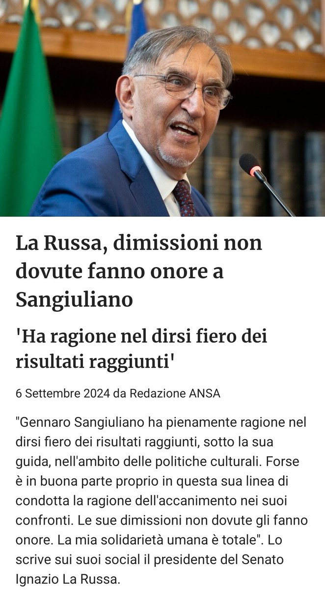 PrestigeAnto's tweet photo. ANSA - La Russa, dimissioni non dovute fanno onore a Sangiuliano. Ha ragione nel dirsi fiero dei risultati raggiunti'

Fanno onore a #Sangiuiliano come onorata lo è la moglie #FedericaCorsini.
Poi ci sono anche gli Apache che diffondono onore! https://t.co/cyF5gPkGEB