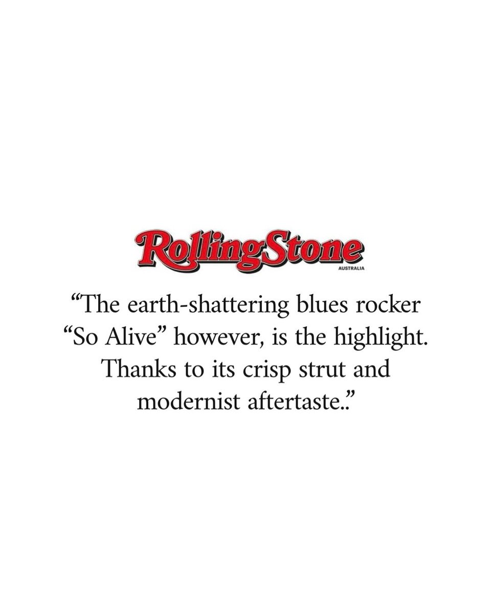 hamishkanderson's tweet photo. “The earth-shattering blues rocker “So Alive” however, is the highlight. Thanks to its crisp strut and modernist aftertaste..” - @rollingstoneaus
Listen to “SO ALIVE” (Out Now) at the link⚡️🎸
LISTEN: https://t.co/9fCBPexKil
#SoAlive #newmusic
#rock #blues #rollingstone https://t.co/XuIPe2HLG9