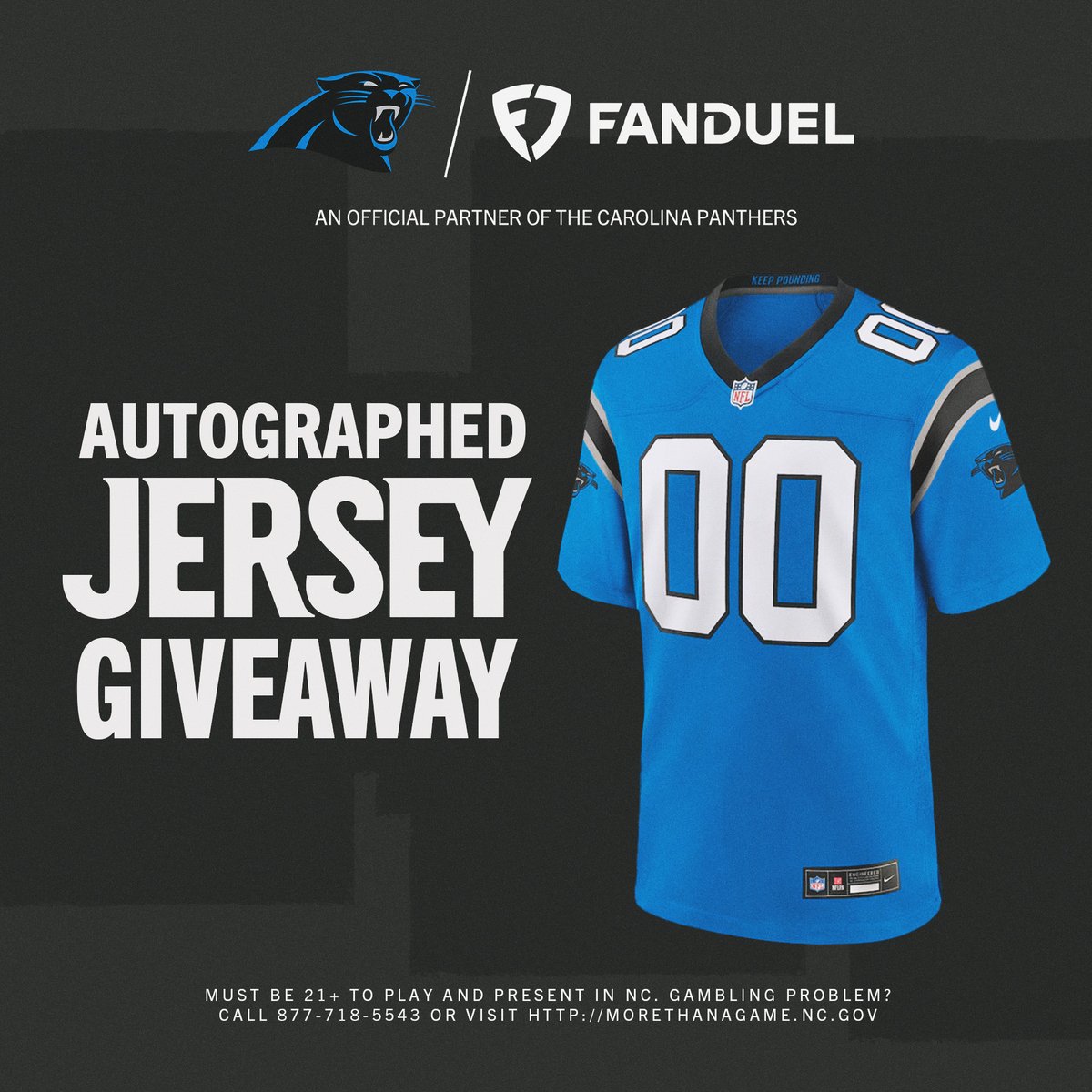 Repost for a chance to win a Panthers autographed jersey. 

No purchase necessary. 
Open to legal residence of NC. 21+ to enter. 
Void where prohibited. Ends 9/13/2024. 
Official Rules: bit.ly/3Myieq2
Sponsored by FanDuel, Inc.

@fdsportsbook | #KeepPounding