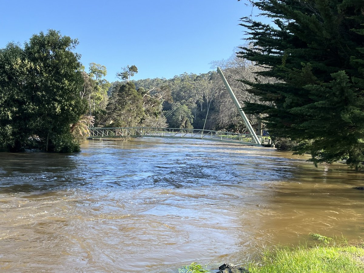 JudithClarke54's tweet photo. River is back up at a low flood level but parkrun was able to go ahead but did need to take a slightly longer run down to the start to miss the flooded section of Bells Parade & then a nice run along track under blue sky & with little wind #enjoyrunning #keepsafe #smile https://t.co/wAYBmUJIpH
