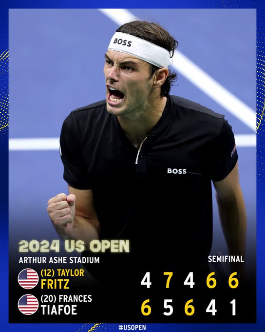 Taylor Fritz defeats Tiafoe 4-6, 7-5, 4-6, 6-4, 6-1