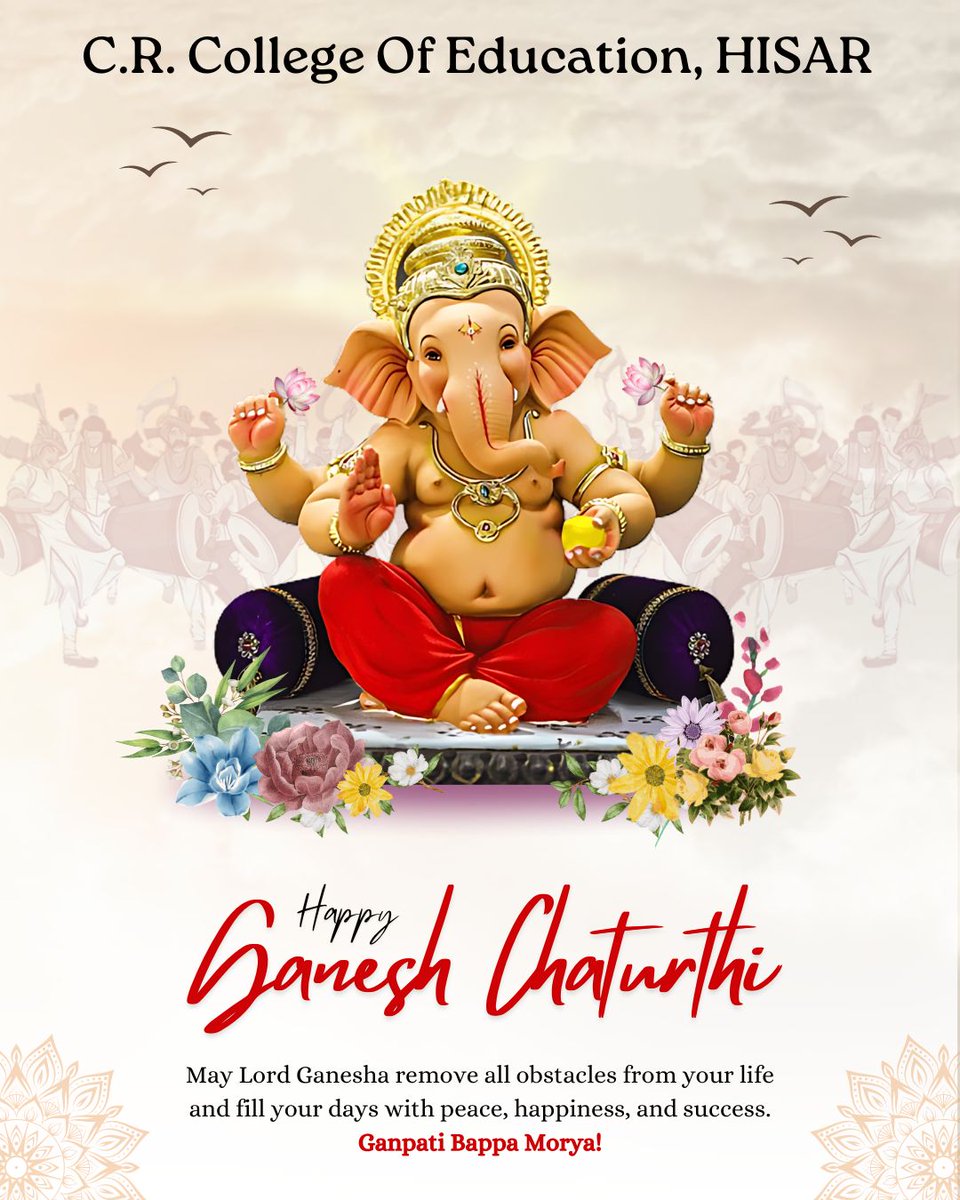 crcoehisar's tweet photo. Wishing you all from C.R. College Of Education, Hisar

#GaneshChaturthi #CRCOE https://t.co/tIwNvs6n9A