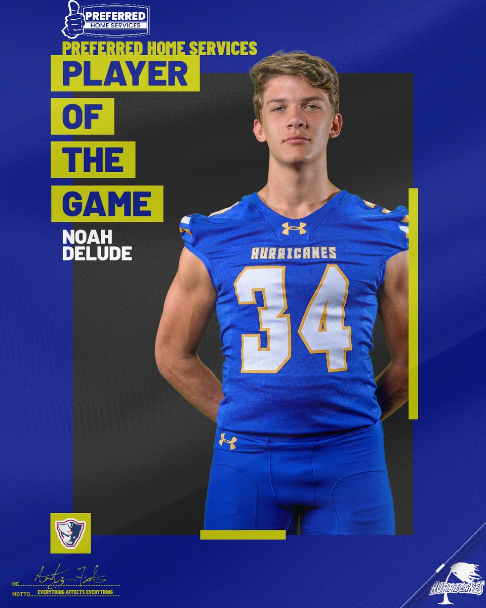 BlakeMil13's tweet photo. Week 2 Preferred Home Services POTG

@Miller_Jordan3 Entire Defensive Unit 

Jaxon Jerabek CB : Maybe Play of the Game saving a TD in the First Half and has sealed up any questions about this new CB Group 

@camren_ssanders : Early Sack set the Tone for the Front Lines that flowed into the 2nd Half 

@noah_ramey35 :  Sack + Game Sealing INT in the 4th …. 10 continues to make his name heard across the State 

Noah Delude : People need to start talking about 34, he is EVERYWHERE ! Continues to be a Key Piece for this Defense early on. #Canes
