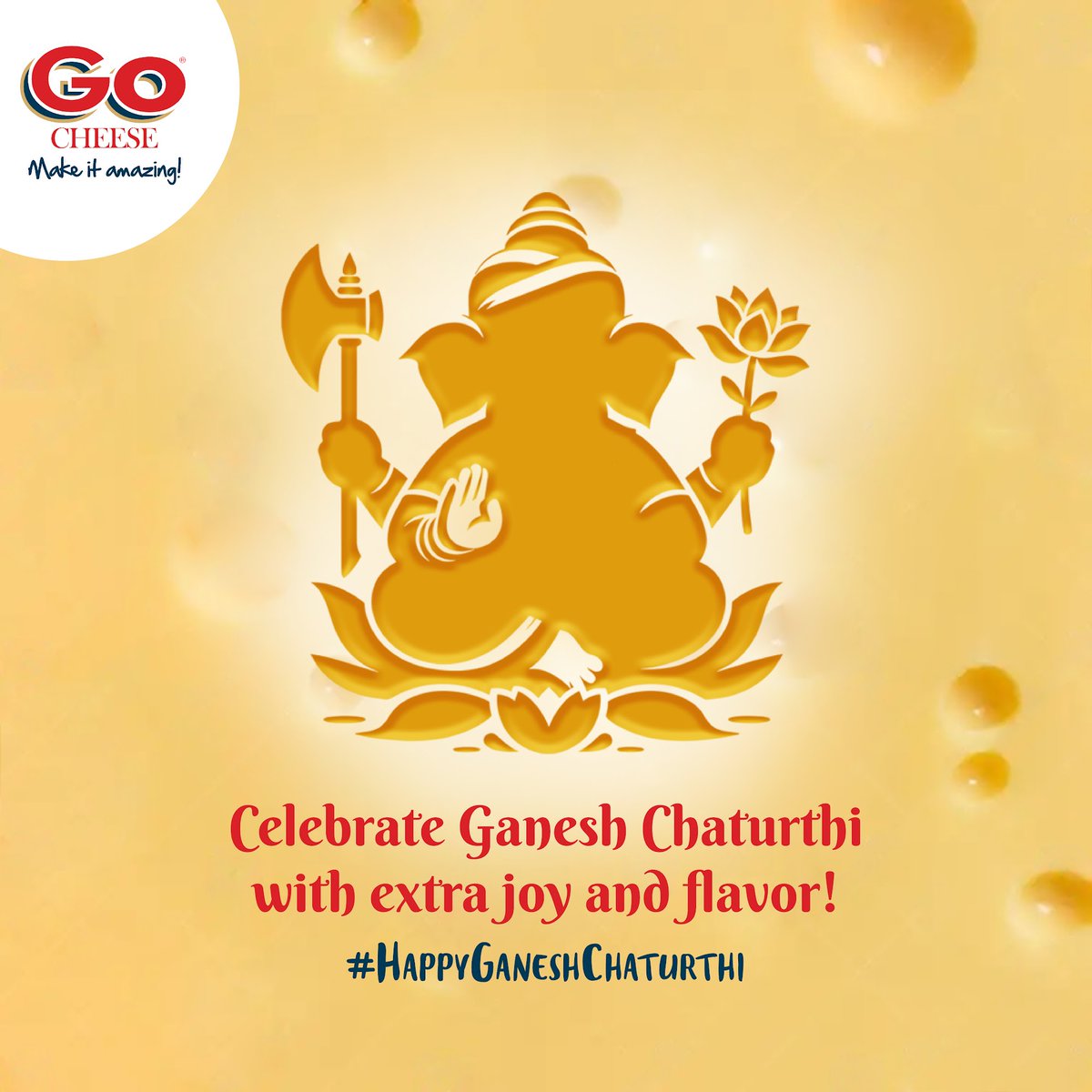 Happy Ganesh Chaturthi! May Lord Ganesha bring extra flavour and joy to your celebrations this year! 

[Happy Ganesh Chaturthi, Ganesh Chaturthi, Festive flavours, Go Cheese]