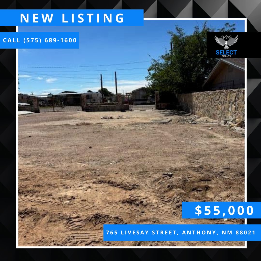 SelectRealtyLC's tweet image. 🏡 NEW LISTING! LAND FOR SALE 🌟
Dreaming of building your own home? Here's your chance! This charming vacant lot in Anthony, NM is a real gem! ✨ Utilities are already in place (electric ready, water, gas &amp;amp; sewer nearby!) making it a breeze to start your project.