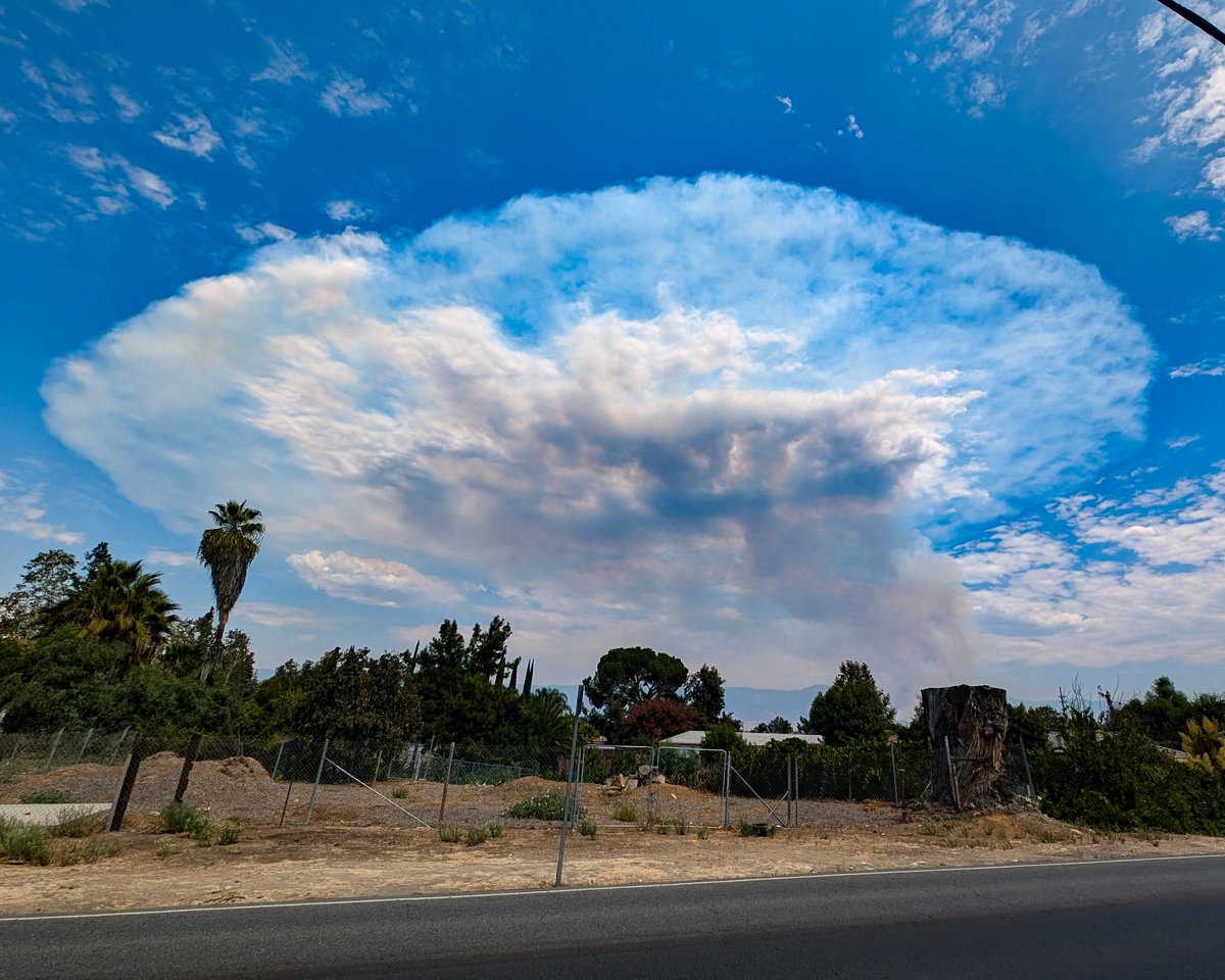 Some really wild clouds forming from the #linefire in San Bernardino County today.