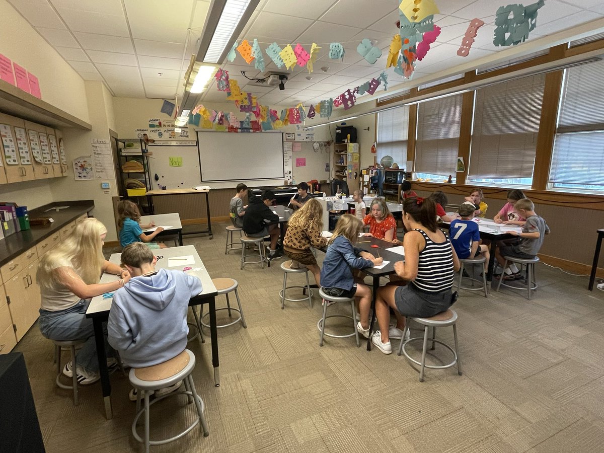 derwood73's tweet photo. I absolutely love teaching. This morning was the highlight of my week when I was able to teach a group of K-8 students how to make tessellations as part of Friday Start with Art. #OneCorbett @CorbettSchools https://t.co/M4h2CHhvMX