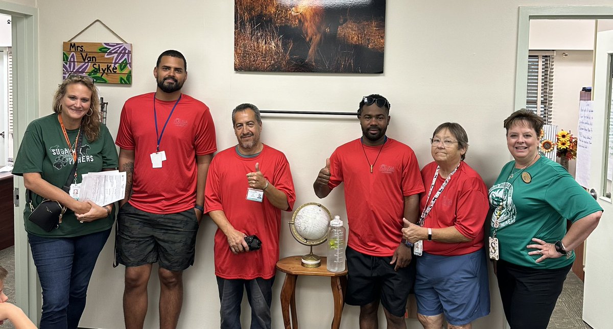 Congratulations and thank you to the Sugar Mill custodial staff for an amazing job of cleaning.  They received a 96.5 rating!   The highest in over a year.  We are so proud of your hard work!  We hope you enjoy your lunch today!  <a href="/sugarmillpride/">Sugar Mill</a> <a href="/volusiaschools/">Volusia County Schools</a>