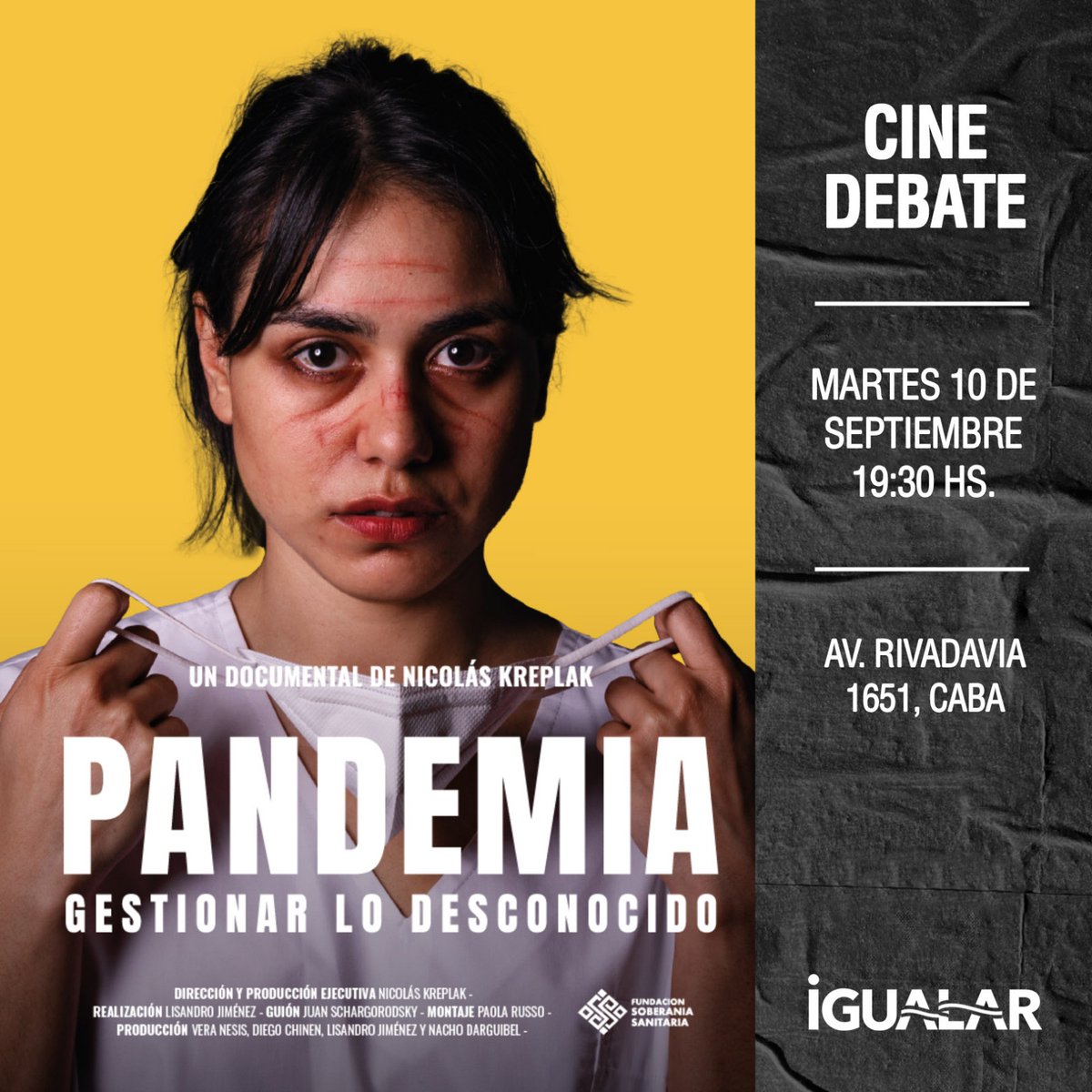 CarmelaMoreauOk's tweet photo. 🎬  Este #martes, a las 20hs⏰️ en la sede de @IgualarArg 🇦🇷 presentamos el documental: "PANDEMIA, GESTIONAR LO DESCONOCIDO", con la presencia del Ministro de Salud @nkreplak.

Una oportunidad única, para conocer la gestión de una crisis sin precedentes, desde adentro. 

Una producción de @SoberaniaSalud 

Lxs esperamos!