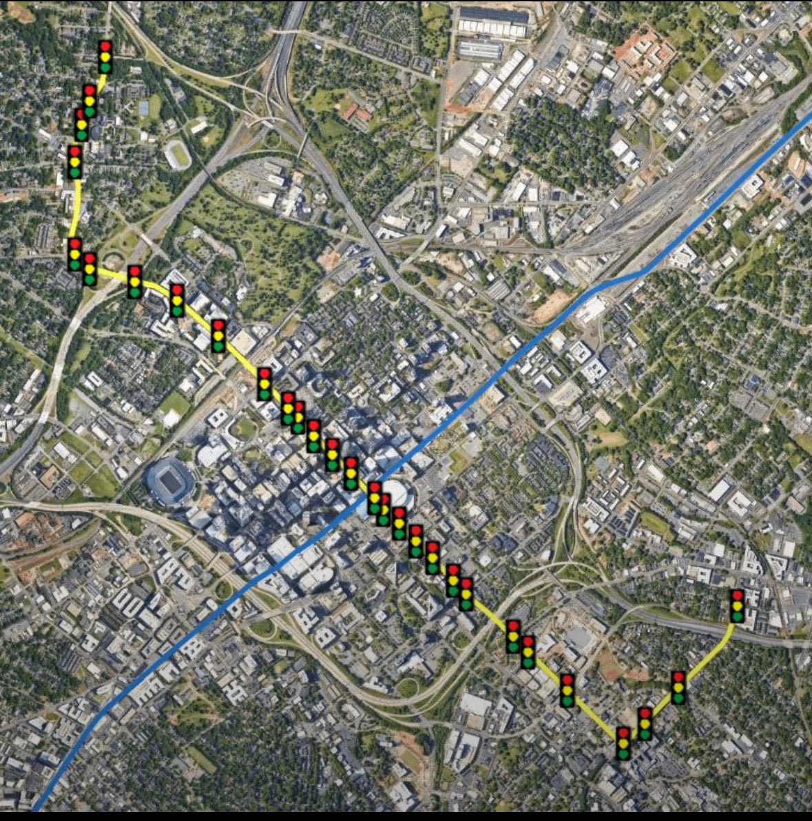 Charlotte’s Gold Line street car 
• 4 miles long
• 17 stations
• 29 traffic lights

That’s a traffic light every 700 feet on average, with no signal priority!

Signal prioritization would double the Gold Line’s efficiency and be relatively inexpensive.