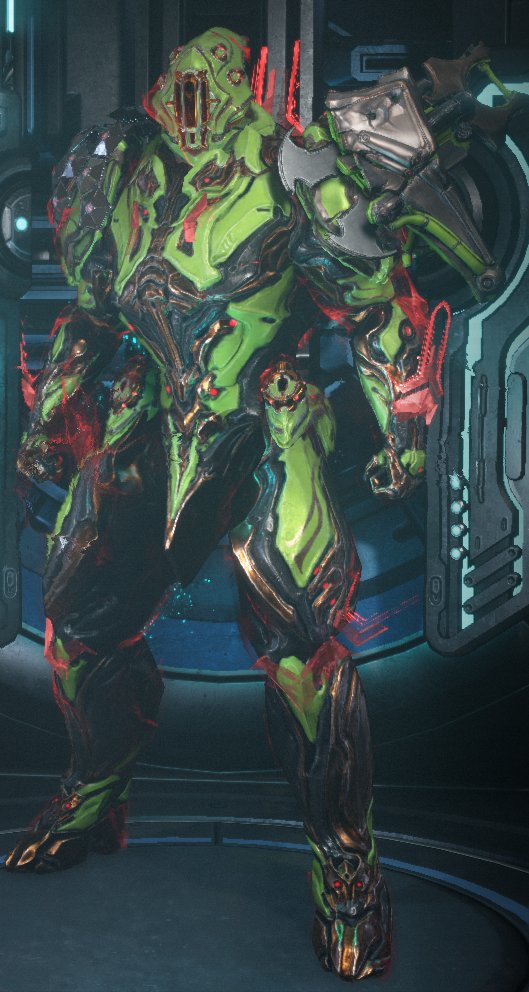 ZeeReturns's tweet photo. @veroz73 @PlayWarframe My Rhino Prime who i themed after doomguy! https://t.co/aNUBPthozo