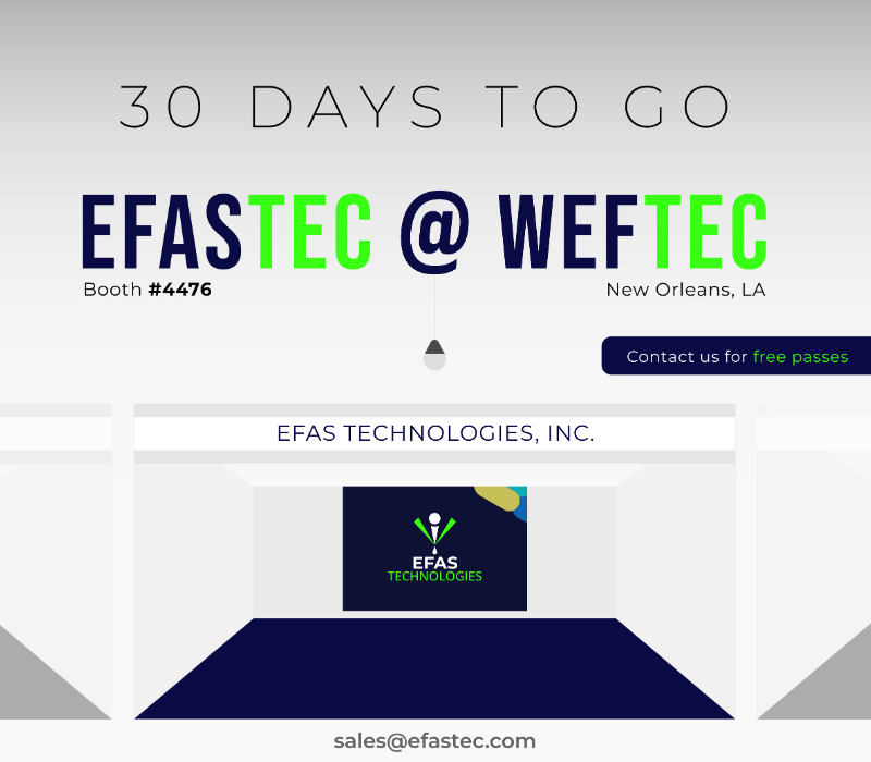 EfasTechInc's tweet image. 🌊 WEFTEC is just 30 days away! EFAS Technologies will be there at Booth #4476, showcasing GAILL, our cutting-edge, AI leak detection software!

🌎 Let&apos;s connect and discover how we can reduce water loss for utilities worldwide. We will be exhibiting from October 7 - October 9.