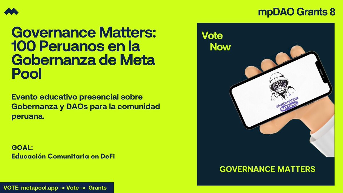 TL;DR

En la Ronda de MpDAO Grants #8 de <a href="/meta_pool/">Meta Pool</a> , 11 propuestas fueron aprobadas, recibiendo un total de $43,200 en financiamiento y 52 millones de votos. 

Algunos de los beneficiarios destacados incluyen a mpDAO Potluck ($15k) y el patrocinio de <a href="/ethereum_mexico/">Ethereum Mexico 🇲🇽</a> ($4.5k).