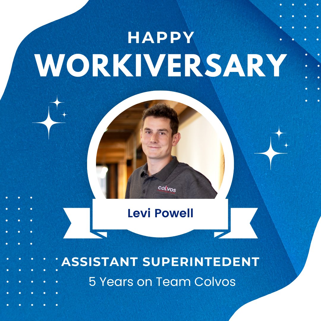 🎉 Assistant Superintendent, Levi Powell, recently reached  an incredible milestone – 5 years with #TeamColvos! 

Levi, your hard work, commitment, and dedication have been instrumental in our success. Here's to many more years of building together!