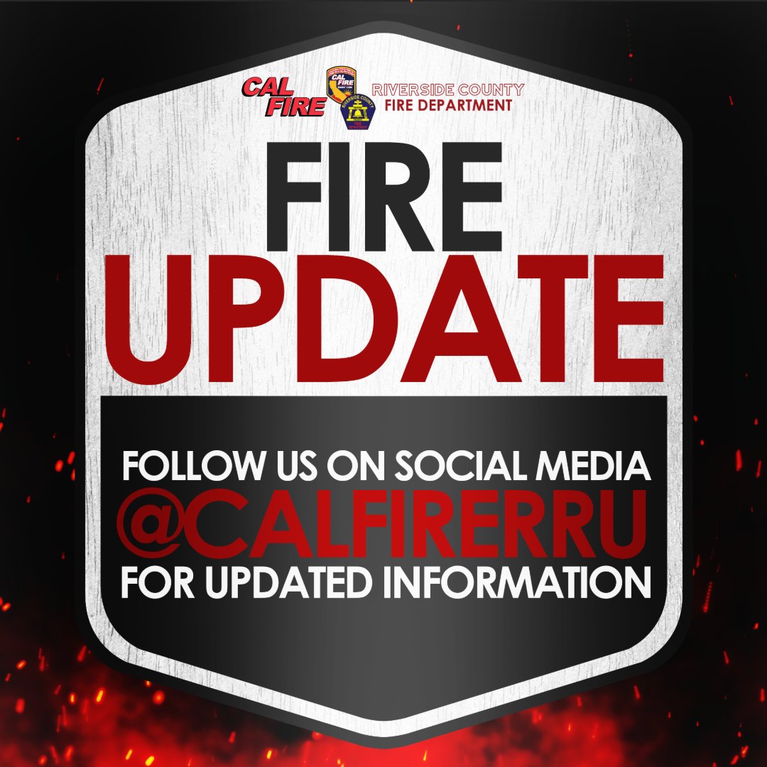 CALFIRERRU's tweet photo. #CoveFire [UPDATE] @ 4:55 P.M. Firefighters have stopped the forward rate of spread. Firefighters will remain on scene for several hours to continue work on the containment lines.

@RivCoNow https://t.co/0DScaEsiY6