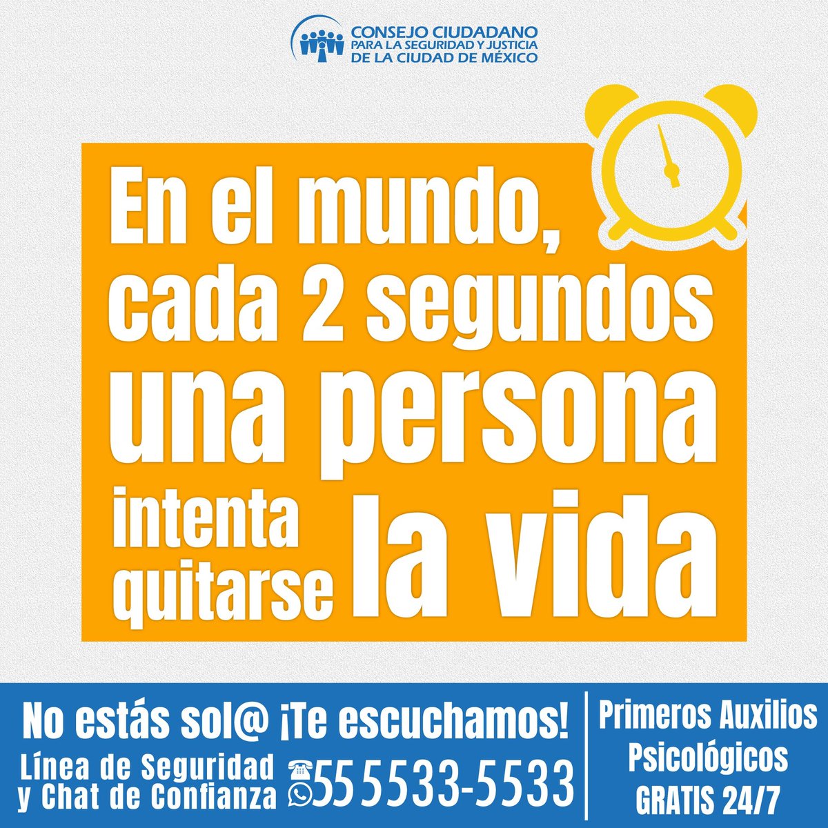 guerrerochipres's tweet image. Una conversación puede hacer la diferencia. No estás sol@, en @elconsejomx te escuchamos y brindamos Primeros Auxilios Psicológicos GRATIS 24/7 con nuestro Programa #DISÍ a la vida en la #LíneaDeSeguridad 55 5533 5533