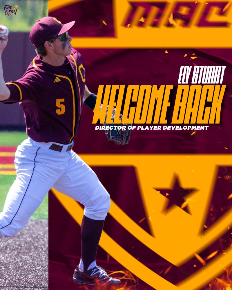 We are excited to announce these two additions to the <a href="/CMUBaseball/">Central Michigan Baseball</a> program!

Jonathan Vance, Director of Pitching Performance 

Ely Stuart, Director of Player Development 

#FireUpChips 🔥 🆙 ⚾️