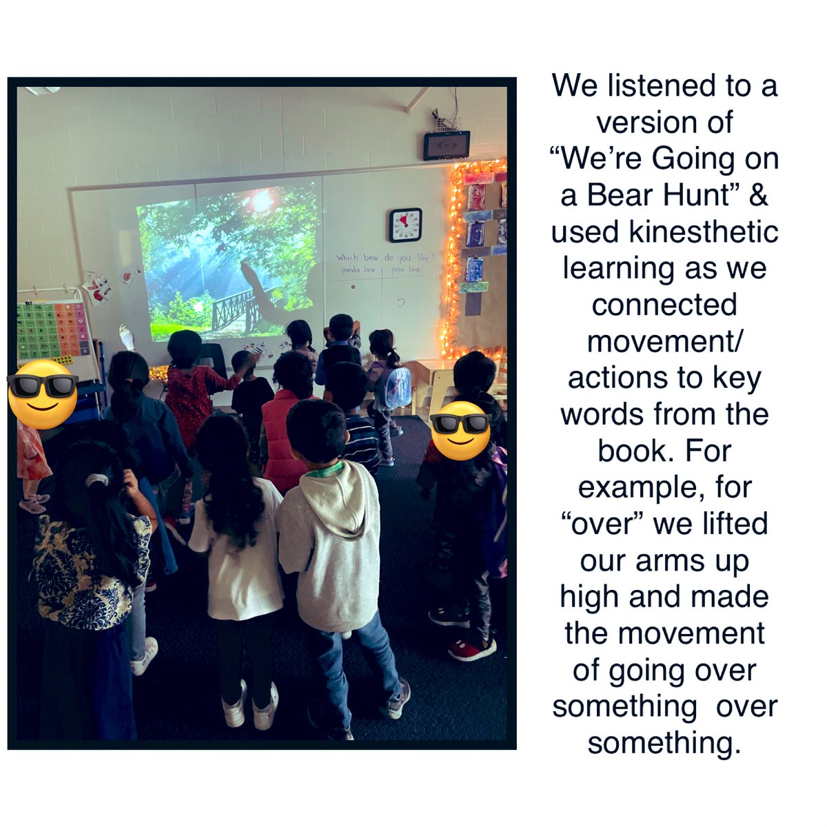 Angelique Campbell (@creativekindie) on Twitter photo We observed Ss needed practise with positional language, so we used movement to strengthen Ss understanding of the words “on” “under” “beside” “behind” & used “We’re Going on a Bear Hunt” to solidify learning. #kindergarten #FMELA #tdsb <a href="/EarlyYearsTDSB/">TDSB Early Years</a> <a href="/TDSB_ESL/">TDSB ESL Department</a> <a href="/sparkingspeech/">Sparking Speech</a> We observed Ss needed practise with positional language, so we used movement to strengthen Ss understanding of the words “on” “under” “beside” “behind” & used “We’re Going on a Bear Hunt” to solidify learning. #kindergarten #FMELA #tdsb <a href="/EarlyYearsTDSB/">TDSB Early Years</a> <a href="/TDSB_ESL/">TDSB ESL Department</a> <a href="/sparkingspeech/">Sparking Speech</a>