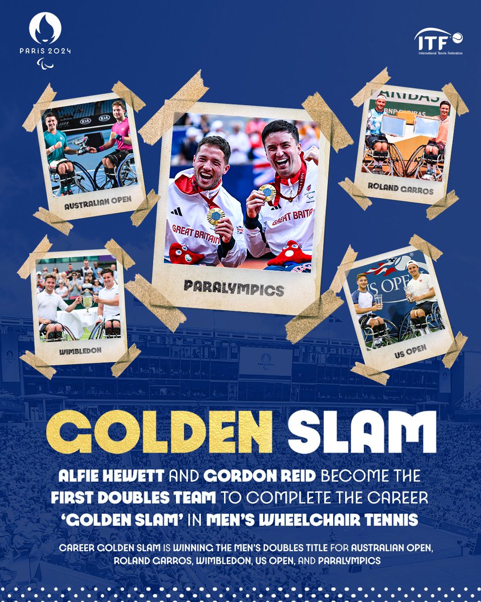ITF (@itftennis) on Twitter photo British history makers ππ¬π§
Alfie Hewett and Gordon Reid are the FIRST doubles team to complete the career "Golden Slam".
#Paralympics | #WheelchairTennis | 
#Paris2024 British history makers ππ¬π§
Alfie Hewett and Gordon Reid are the FIRST doubles team to complete the career "Golden Slam".
#Paralympics | #WheelchairTennis | 
#Paris2024